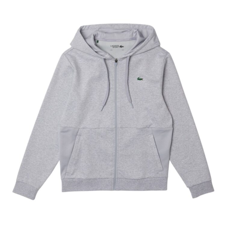 Lacoste Sport Mesh Panels Hoodie Grey