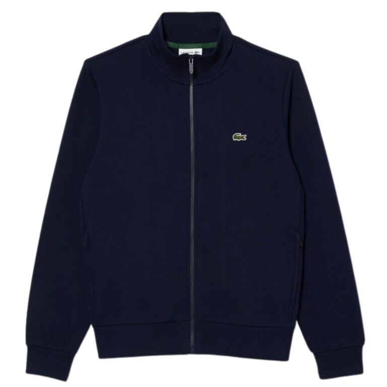 Lacoste Zip-Up High Neck Fleece Sweatshirt Navy