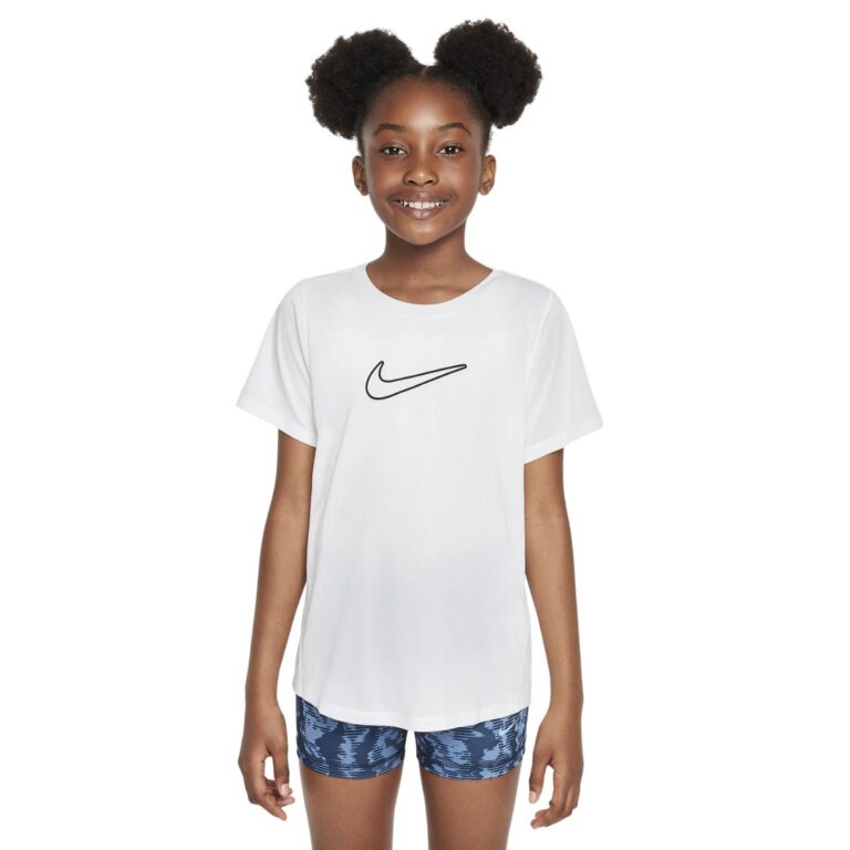 Nike One Fitted Girls Dri-FIT Short-Sleeve Top White